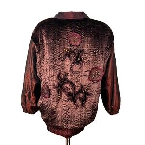 Vtg ESCADA Margaretha Ley SILK Bomber Jacket Velvet Floral W. GERMANY Women's 36